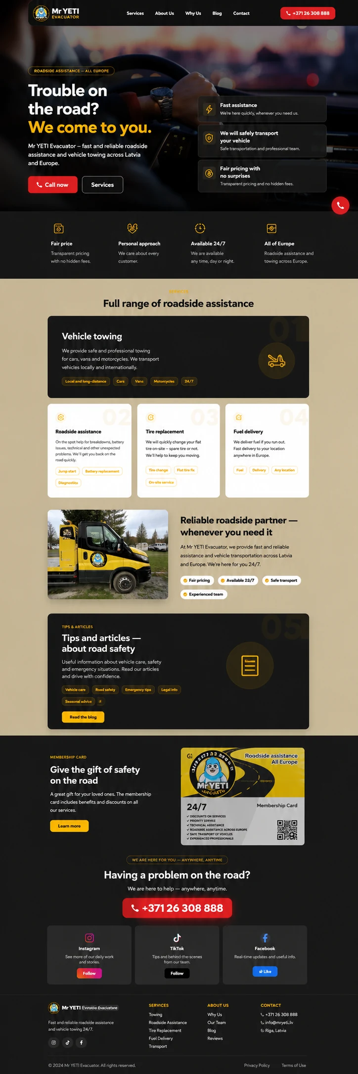 Tow truck business website