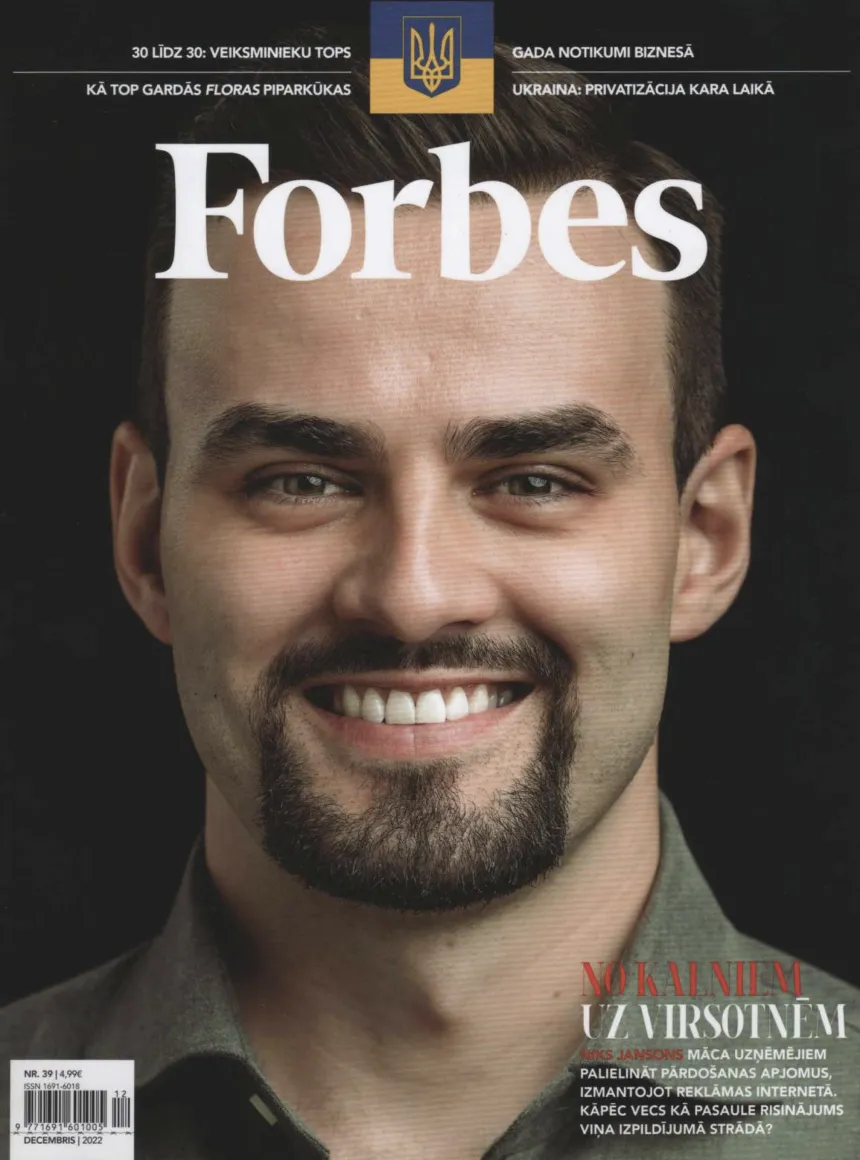 Niks Jansons on the cover of Forbes Baltics — 30 Under 30